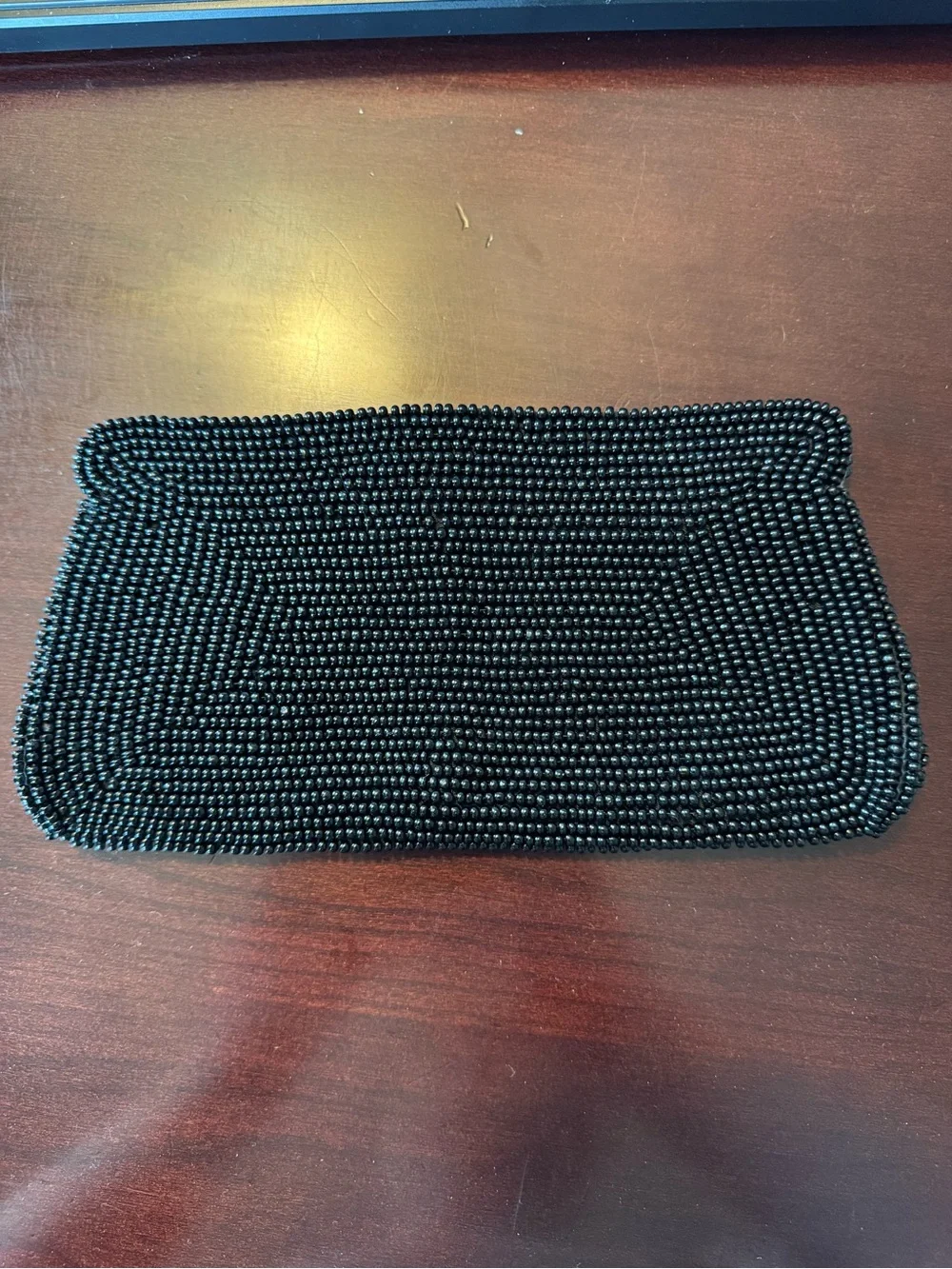 Vintage Black Beaded Floral Pattern Evening Clutch